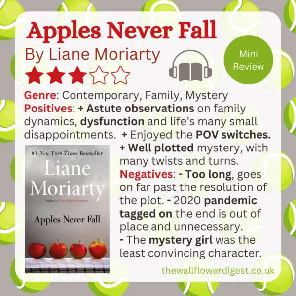 Apples Never Fall by Liane Moriarty 3/5 Book Review