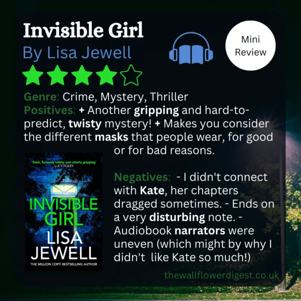 Invisible Girl by Lisa Jewell 4/5 Stars Mini Review, Audiobook
